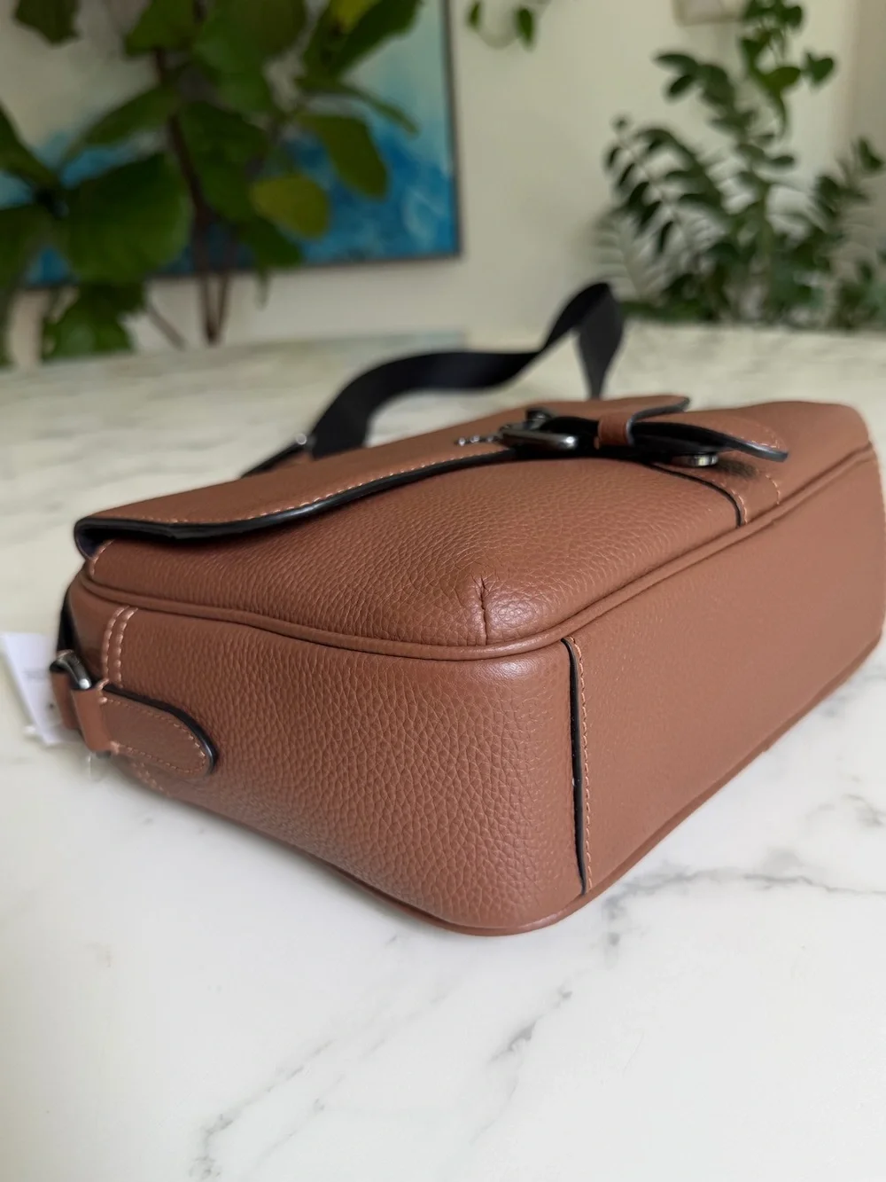 NWT COACH Hudson Crossbody Bag Gunmetal / Saddle Brown Leather Messenger C5399